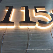 Custom Made Led Backlit Cheap 3D Illuminated Modern House Numbers Sign